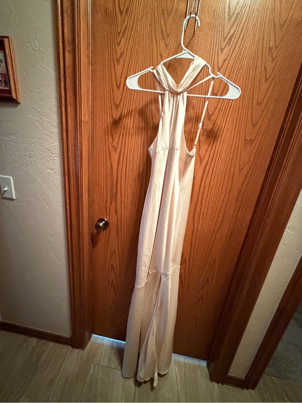 Azazie Cream Halter Maxi Dress